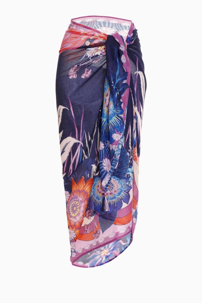 

Marine Printed Sarong in Rayon-blend, Multicolour