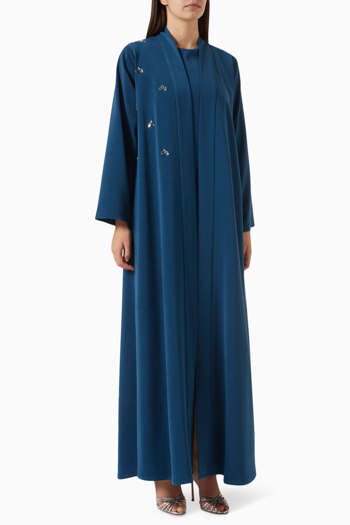

3-piece Embellished Abaya Set, Blue