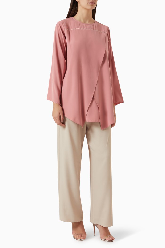 

2-piece Embellished Top & Pants Set, Pink