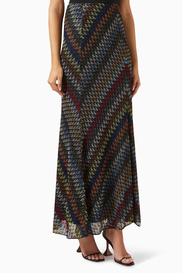 

Zig Zag Maxi Skirt in Rayon, Multicolour