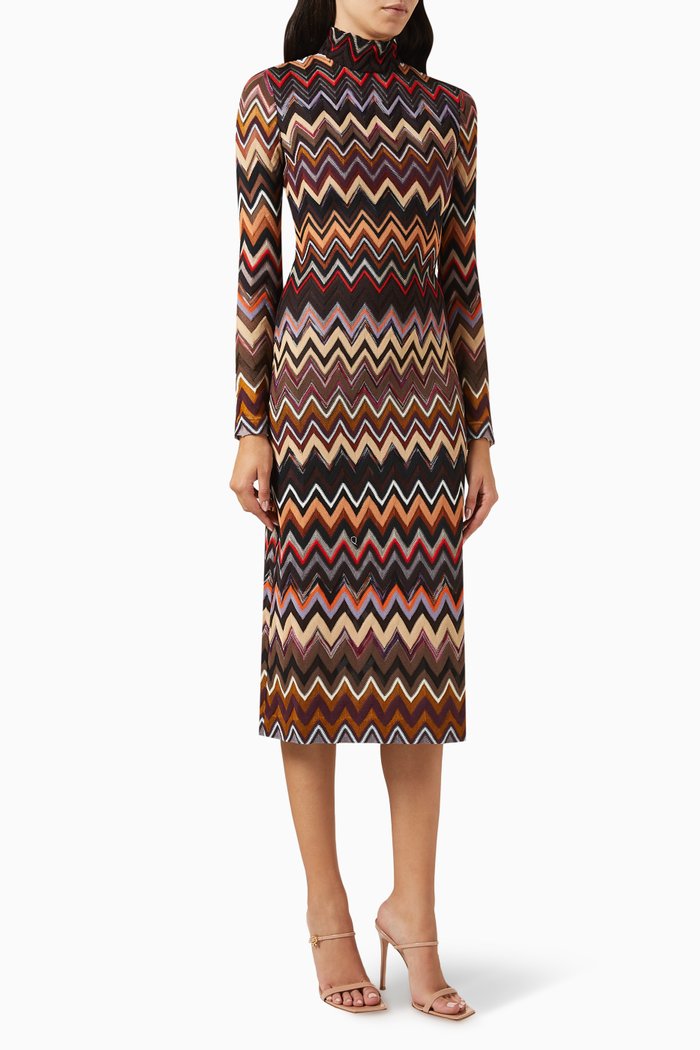 

Midi Dress in Wool-blend, Brown