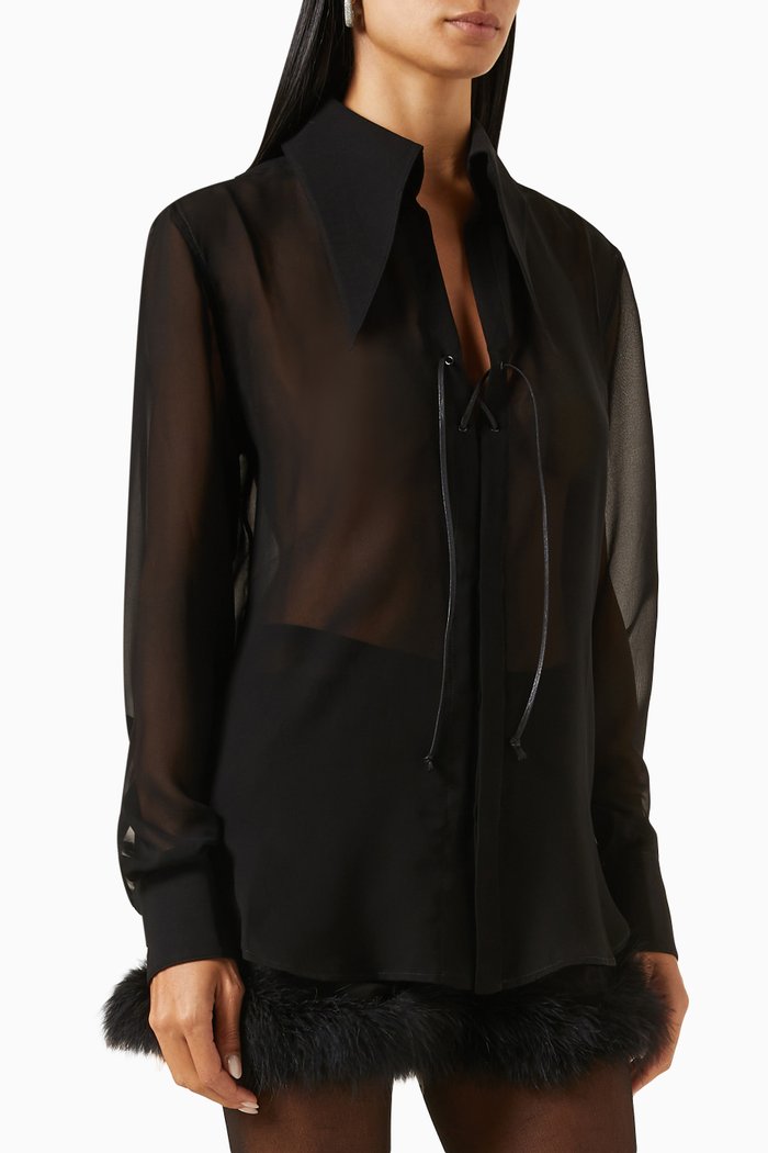 Ambrose Lace-up Shirt, Black