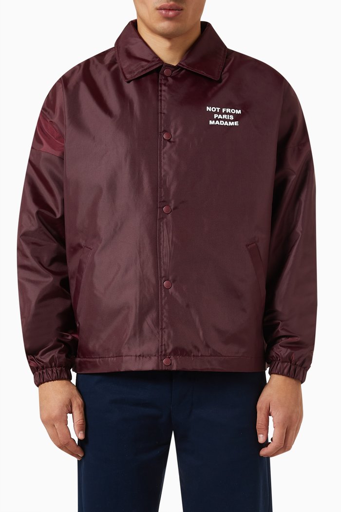 La Veste Polaire Slogan Windbreaker in Nylon, Red