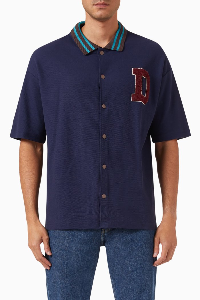 

Après-sport Shirt in Cotton-piqué, Blue