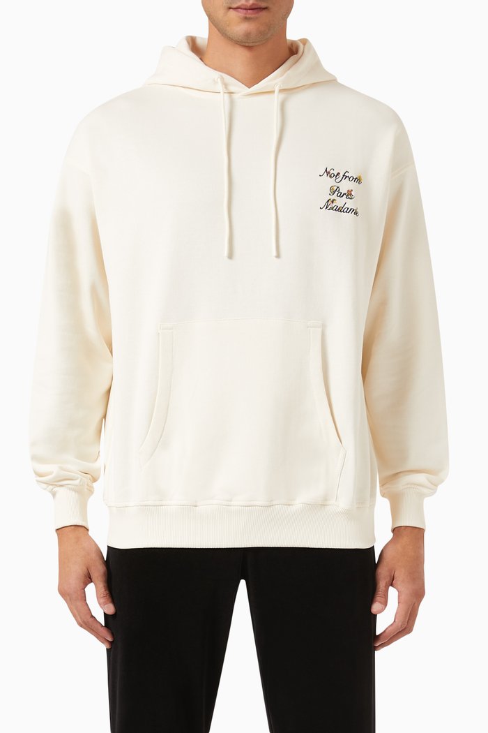 Le Hoodie Slogan à Fleurs in French Terry, Neutral