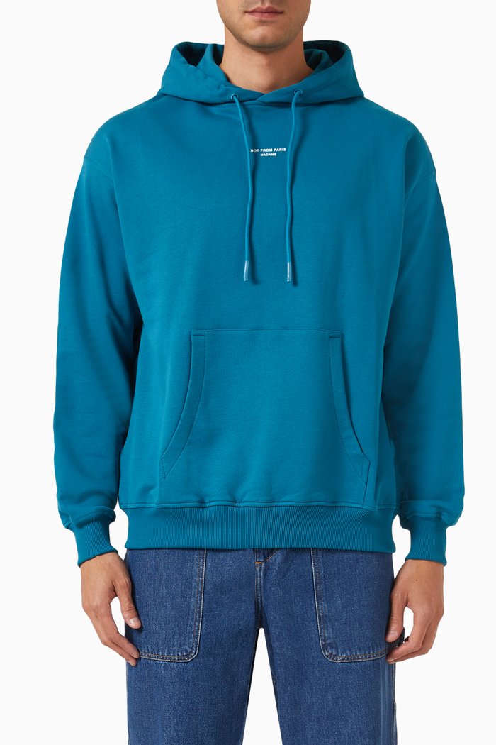 Le Hoodie Slogan Classique in French Terry, Blue