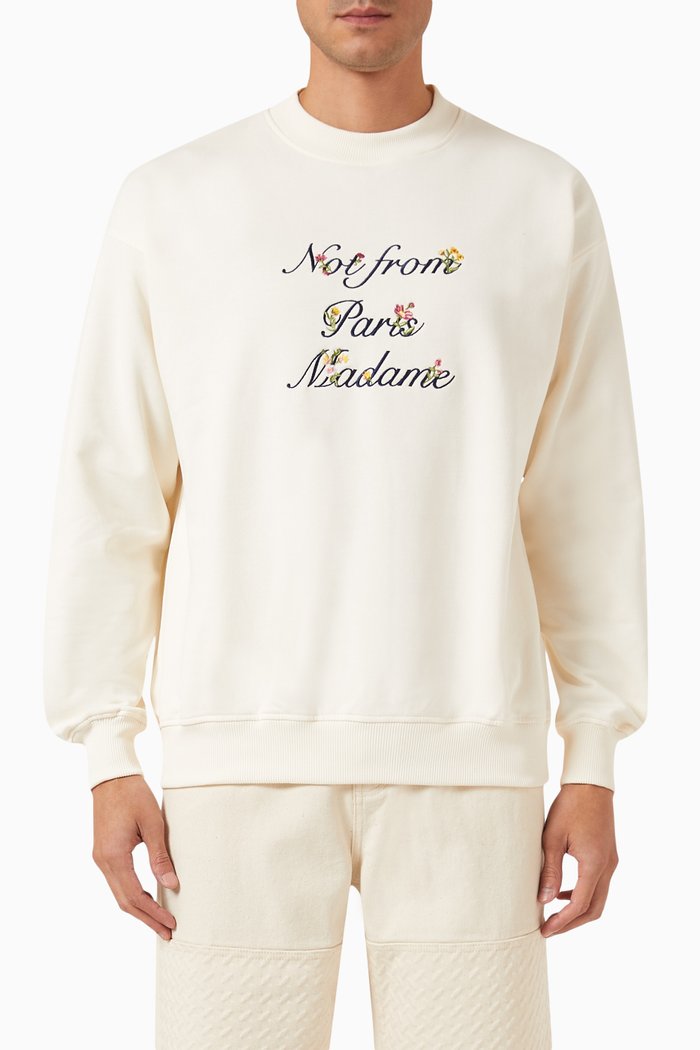 Le Sweatshirt Slogan à Fleurs in French Terry, Neutral