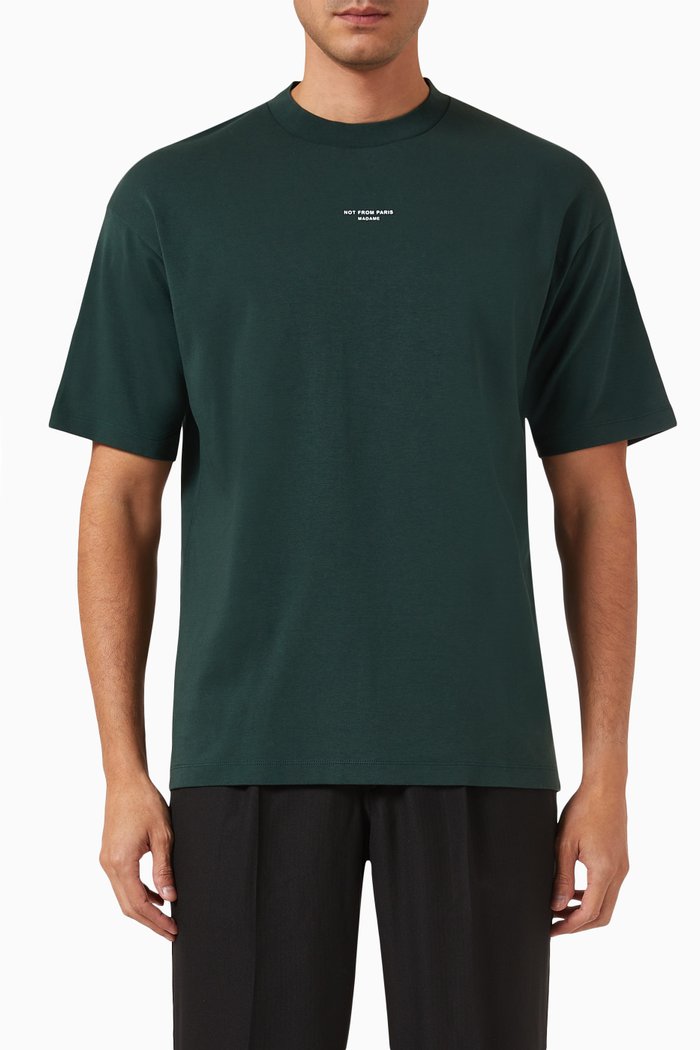 

Le T-shirt Slogan in Cotton Interlock, Green