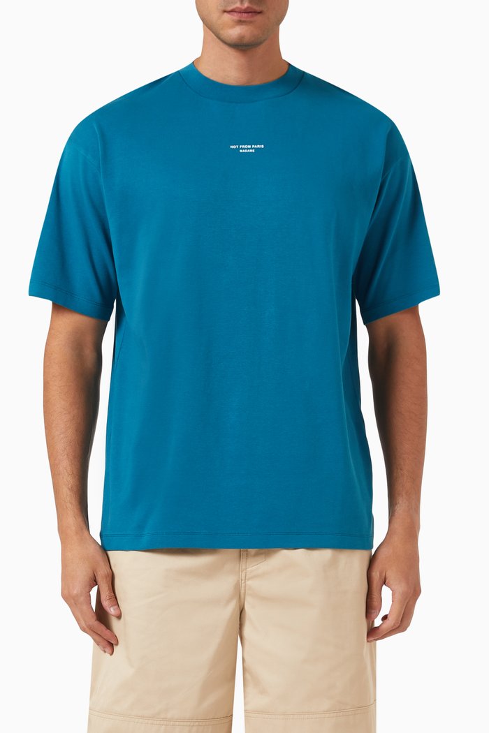 

Le T-shirt Slogan in Cotton Interlock, Blue