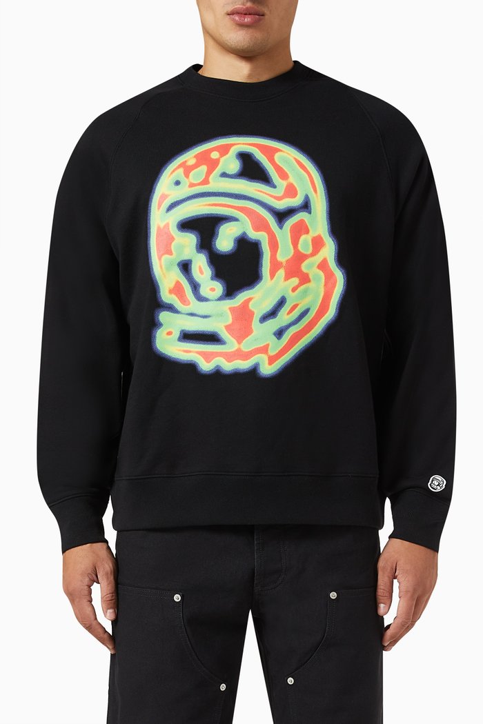 Heat Map Helmet Logo Sweatshirt in Cotton, Black