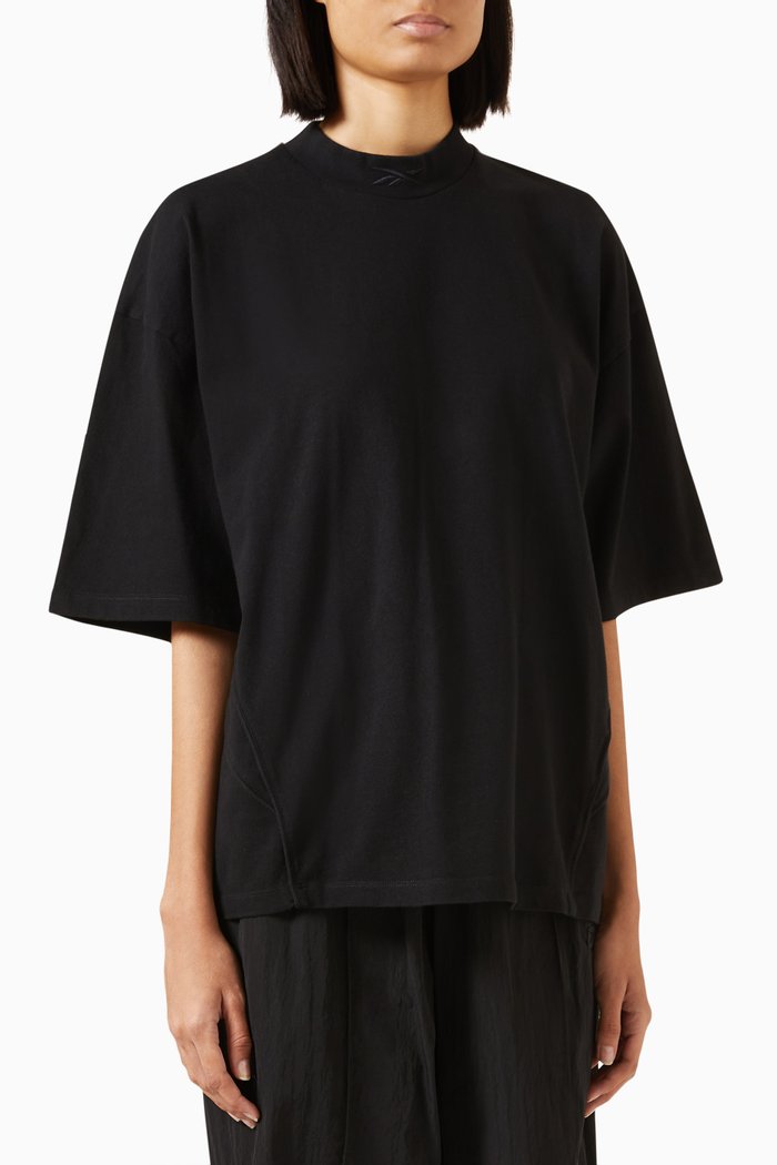 Piped T-Shirt in Cotton-jersey, Black