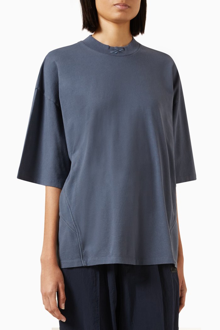 

Oversized Piped T-shirt in Cotton-jersey, Blue