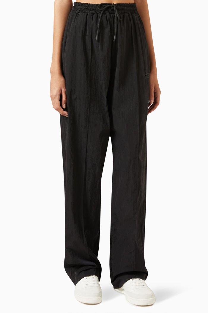

Wide-leg Track Pants in Nylon, Black
