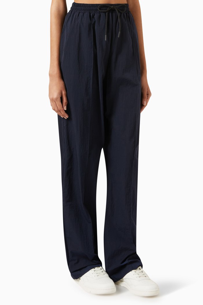 

Wide-leg Track Pants in Nylon, Blue