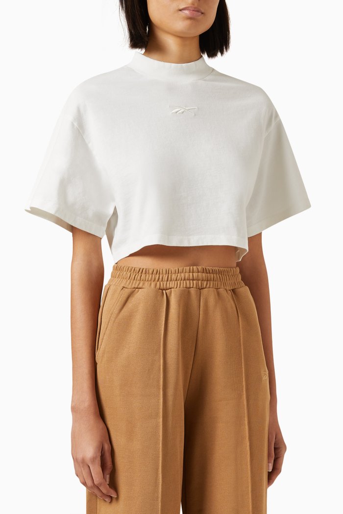 Cropped Vector T-shirt in Cotton-jersey, White