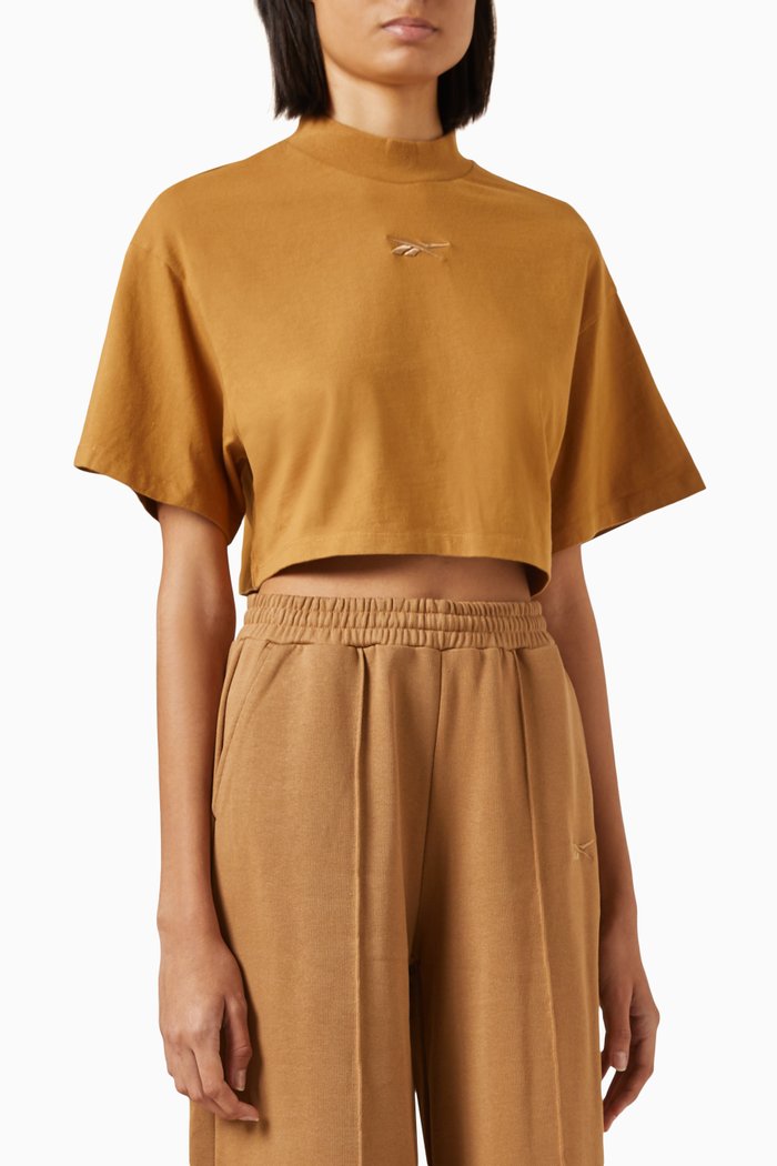 

Cropped Vector T-shirt in Cotton-jersey, Brown