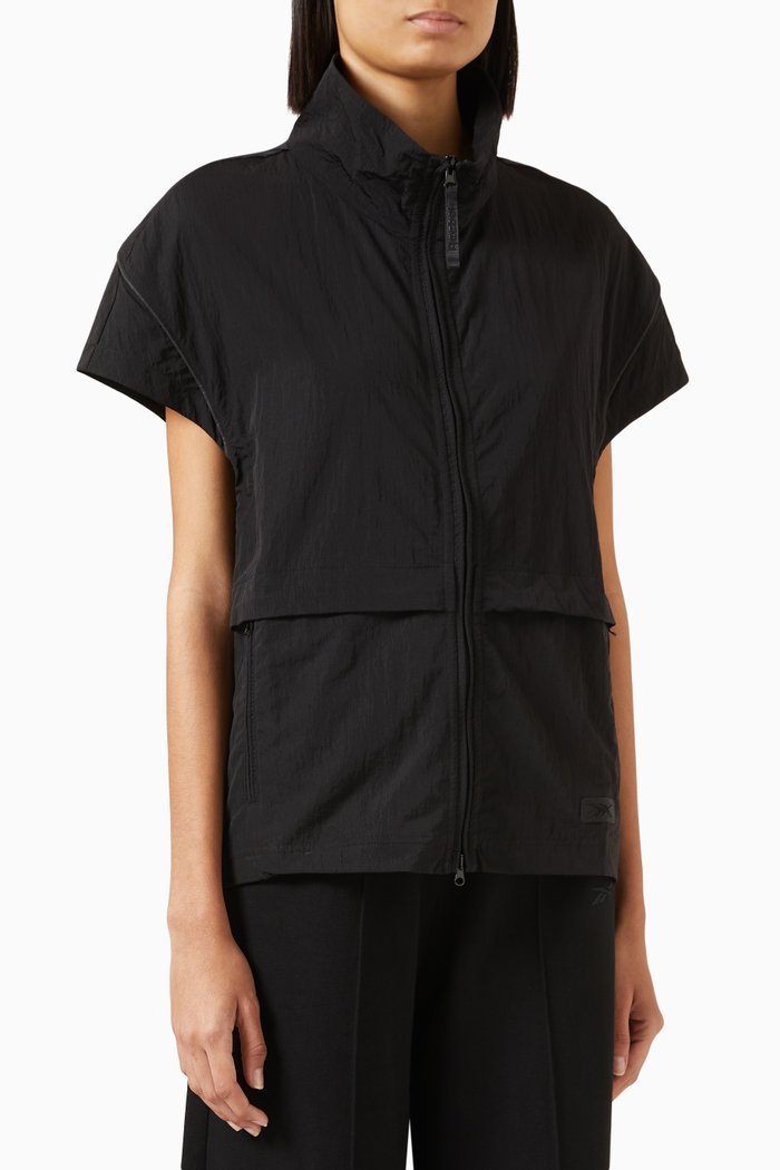 

Funnel Collar Vest in Technical Fabric, Black