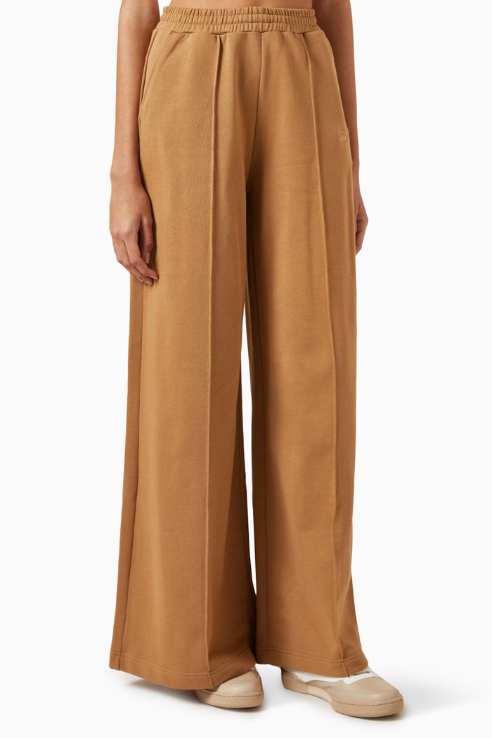 

Wide-leg Track Pants in Cotton, Brown