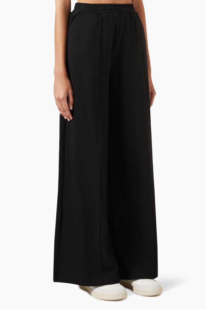 Wide-leg Track Pants in Cotton, Black