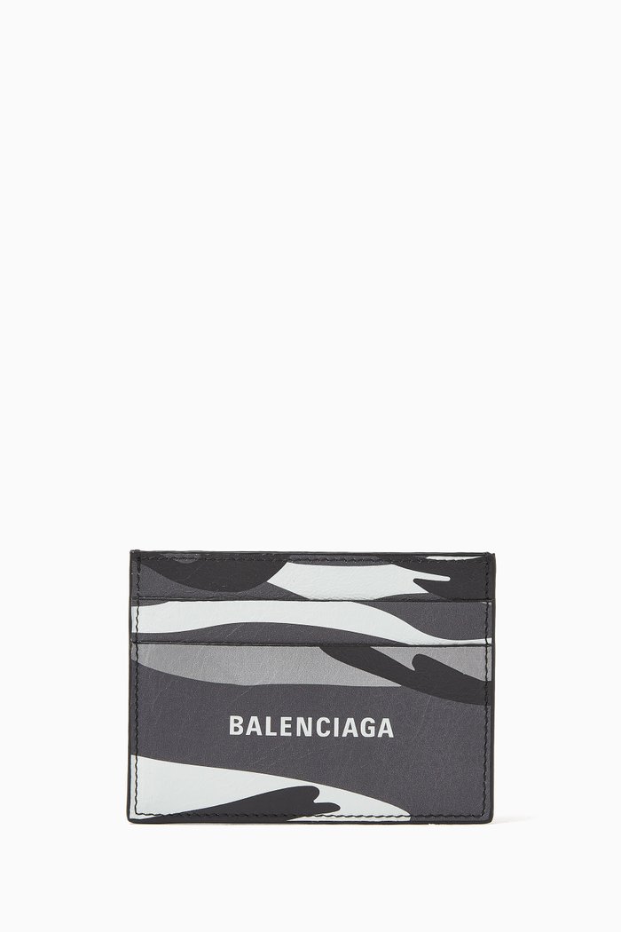 

Cash Card Holder in Camo Printed Lambskin, Grey