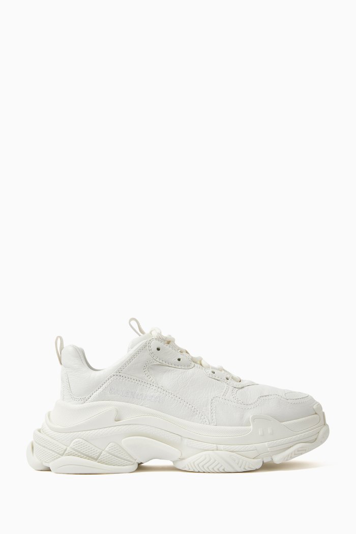 Triple S Sneakers in Arena Lambskin, White