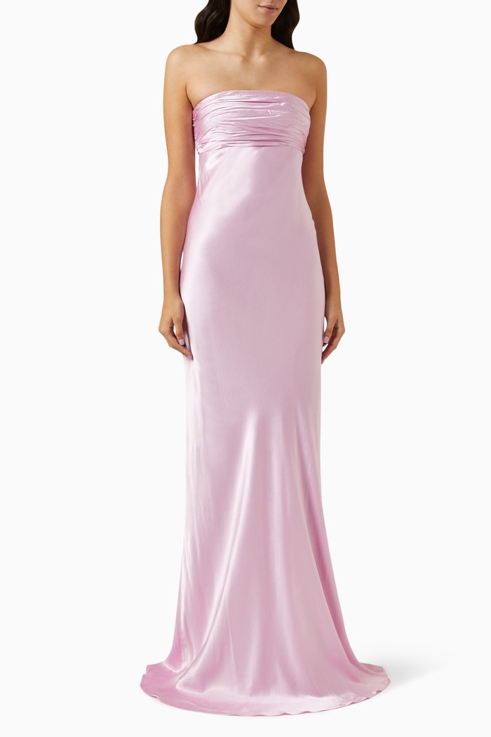 

La Lune Strapless Ruched Bodice Maxi Dress, Pink
