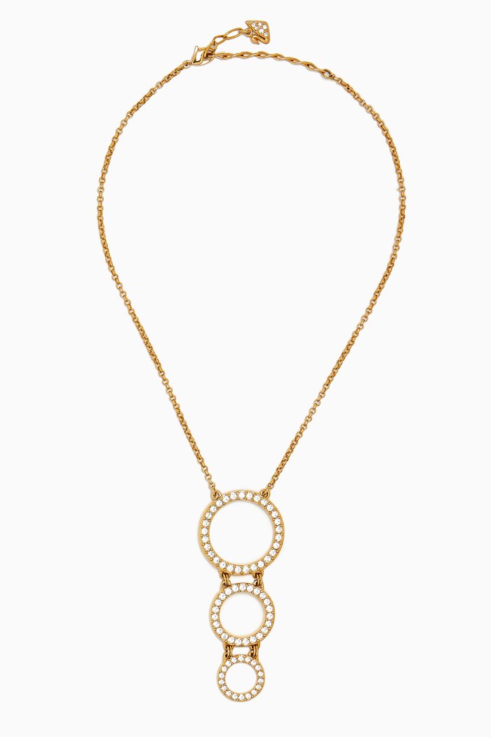 

1990s Vintage Swarovski Drop Pendant Necklace, Gold