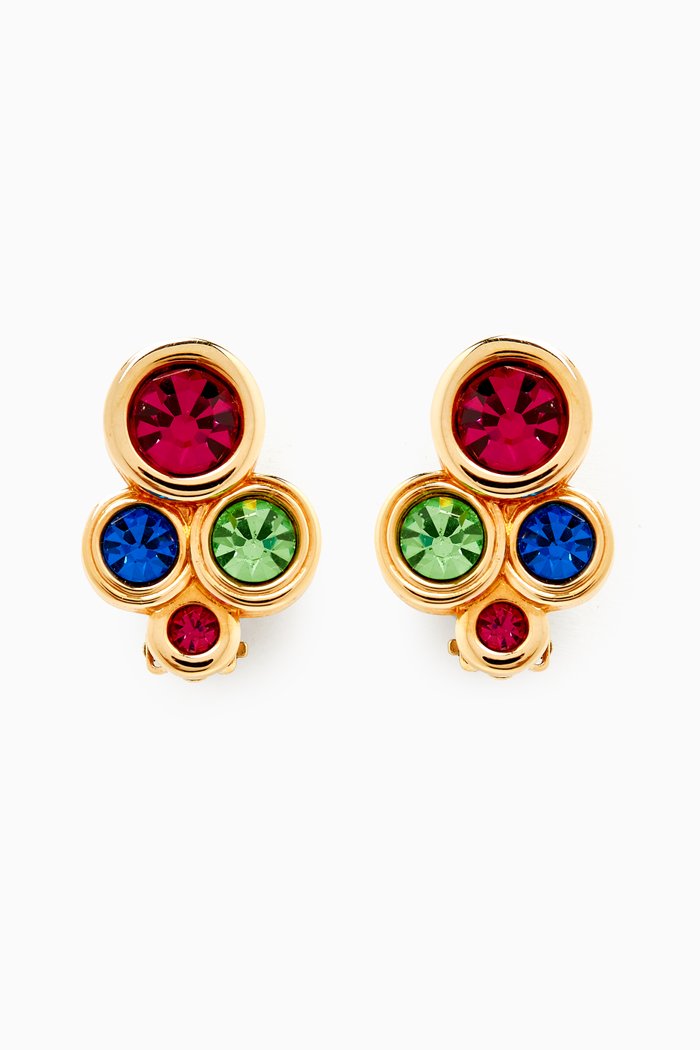 

1980s Vintage Swarovski Clip-On Earrings, Gold