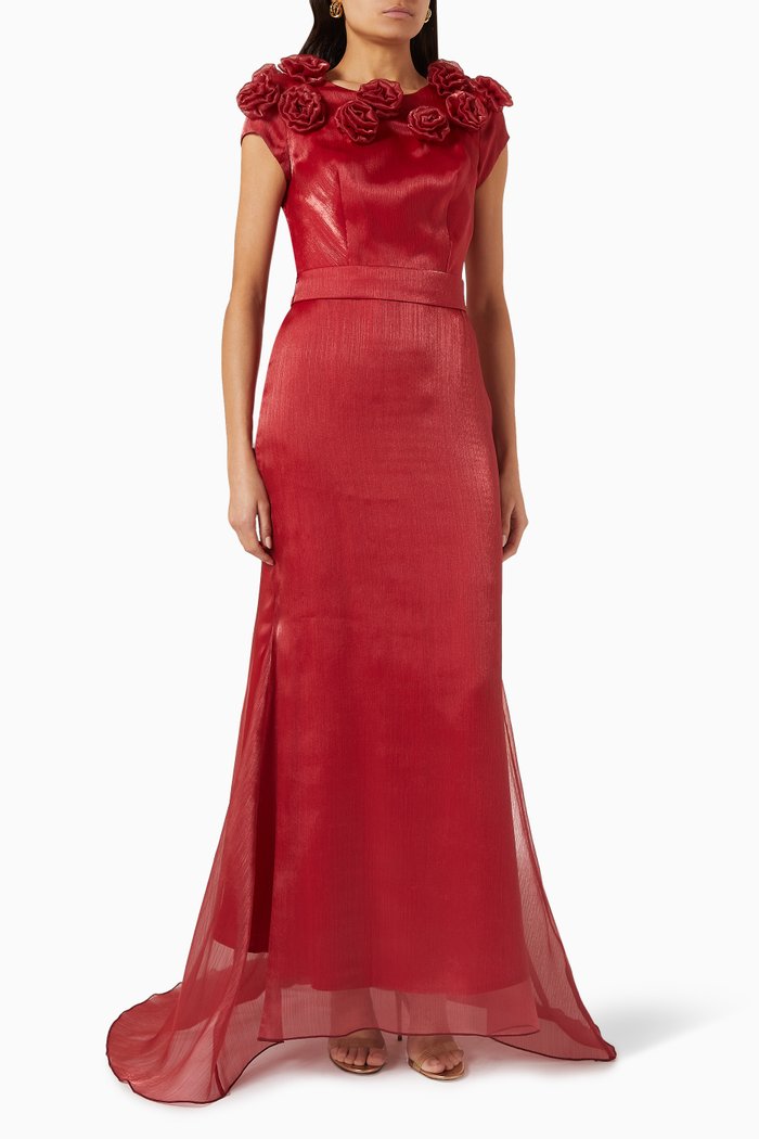 

Floral-applique Maxi Dress, Pink