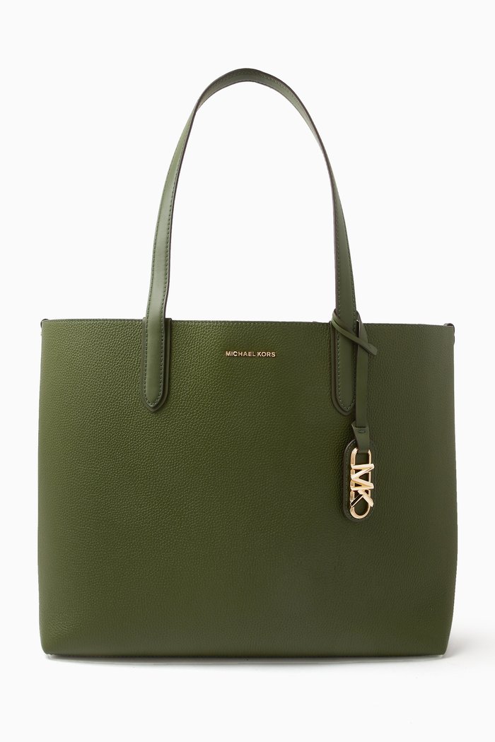 

XL Eliza Reversible Tote Bag in Pebbled Leather, Green