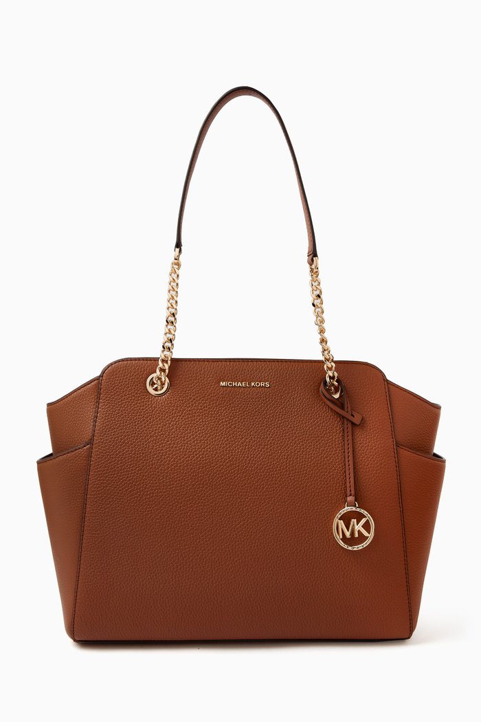 

Medium Jacquelyn Tote Bag in Pebbled Leather, Brown