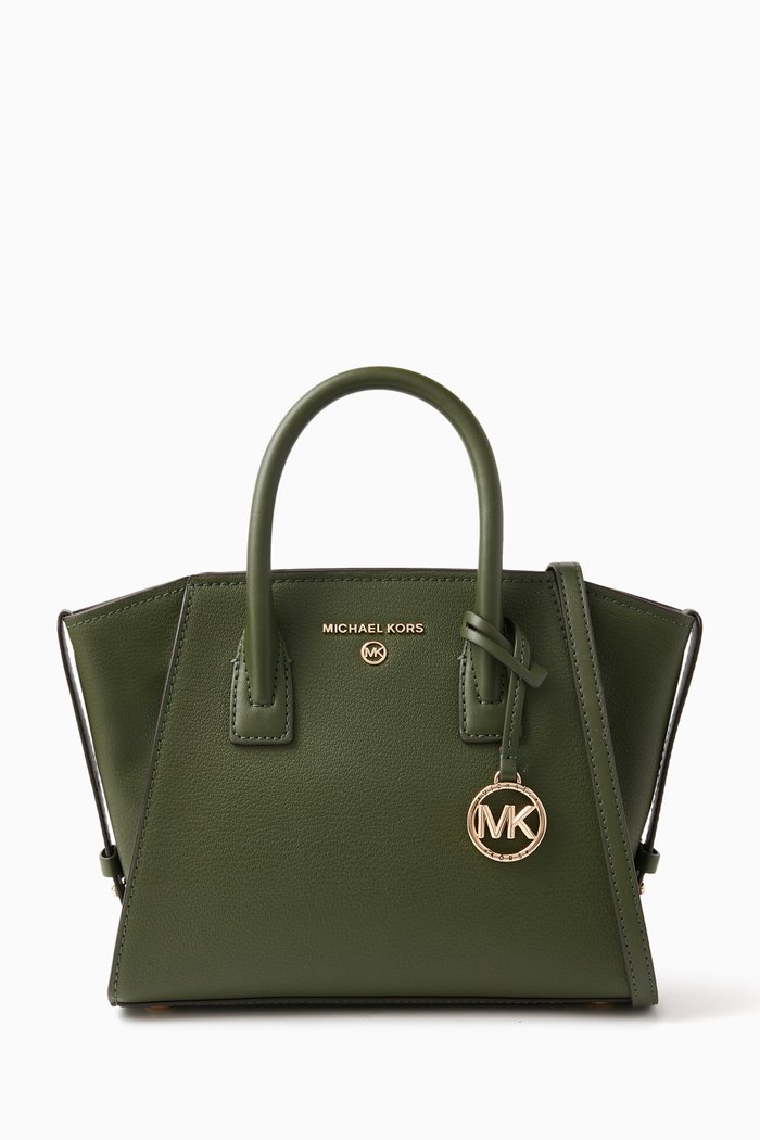 

Small Avril Zip Satchel Bag in Leather, Green