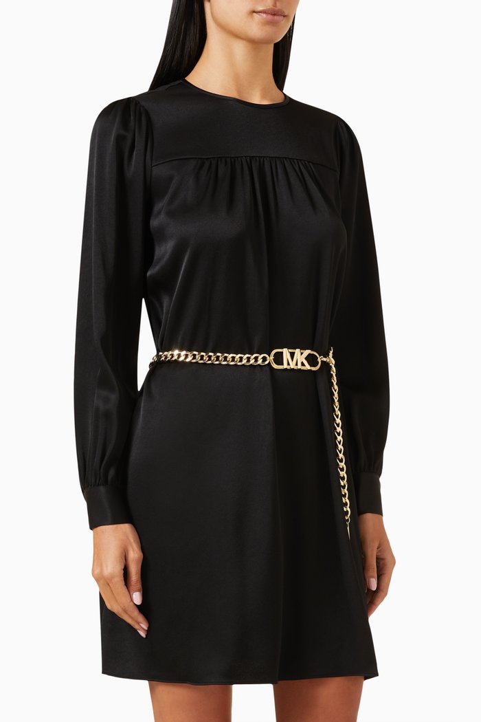 

Chain Mini Dress in Satin, Black
