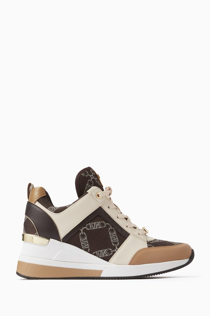

Georgie Lace-up Sneakers in Empire Logo Jacquard, Brown
