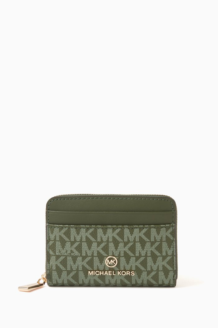 

Small Jet Set Logo Wallet in Coated-canvas, Green