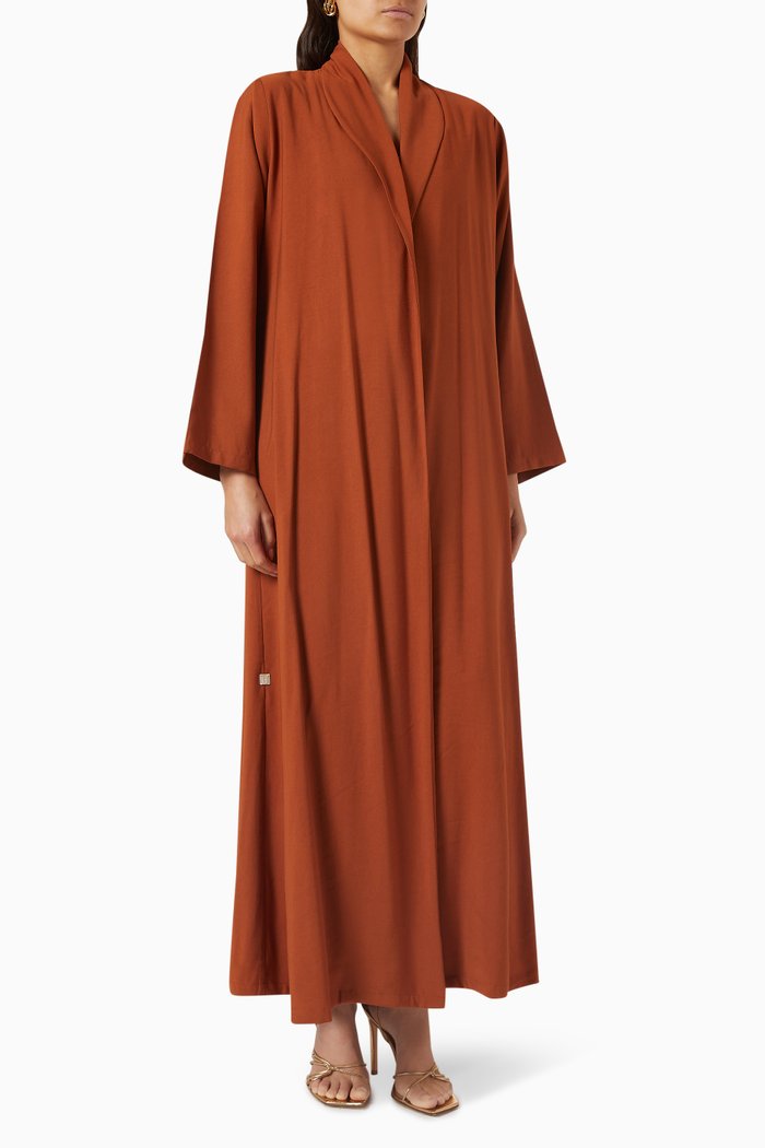

Zainah-cut Abaya in Crushed-cotton, Brown