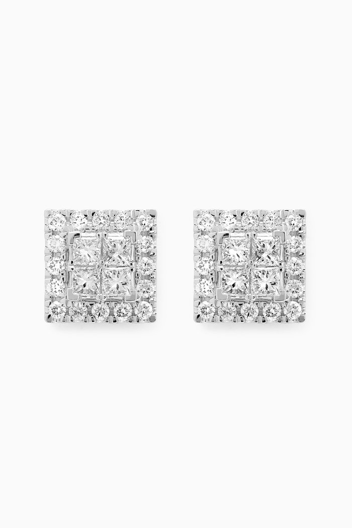 

Illusion Square Diamond Earrings in 18kt White Gold