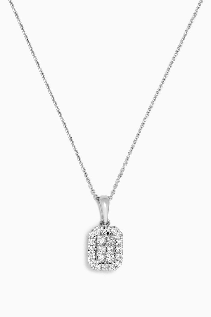 

Illusion Emerald Diamond Pendant Necklace in 18kt White Gold