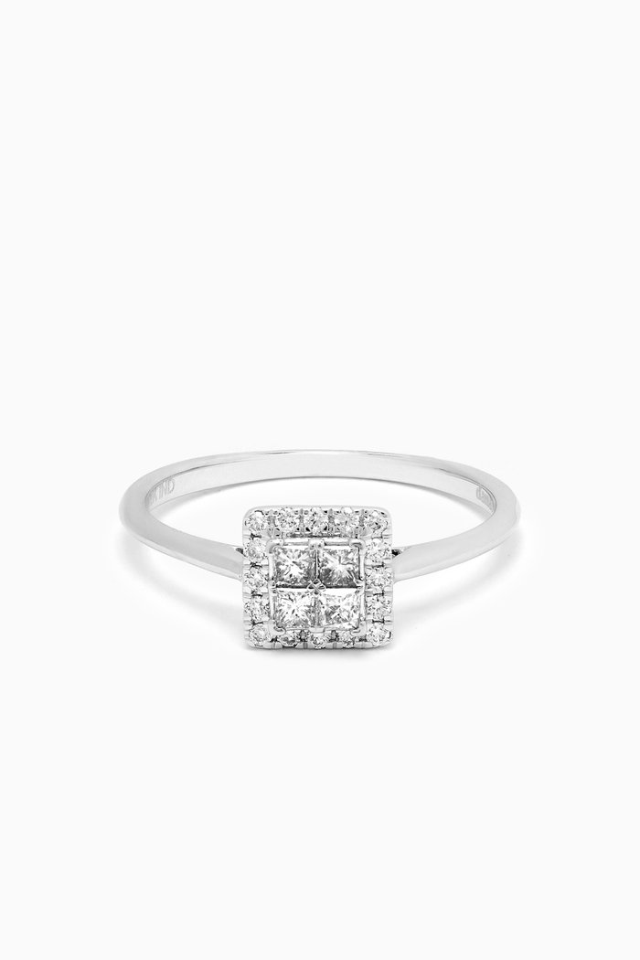 

Illusion Square Diamond Ring in 18kt White Gold