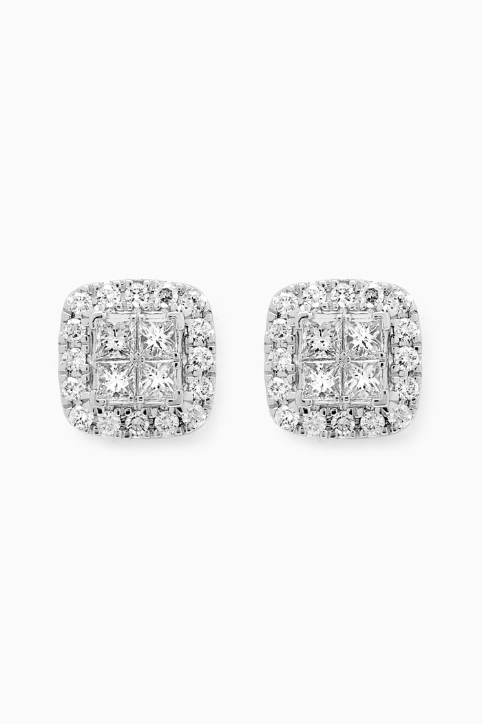 

Illusion Cushion Diamond Earrings in 18kt White Gold