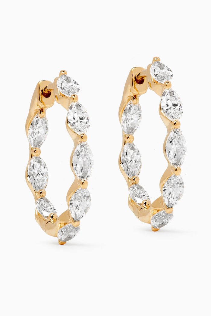 

Marquise Diamond Hoops in 18kt Yellow Gold, White