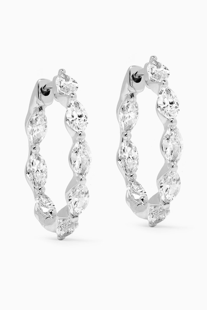 

Marquise Diamond Hoops in 18kt White Gold