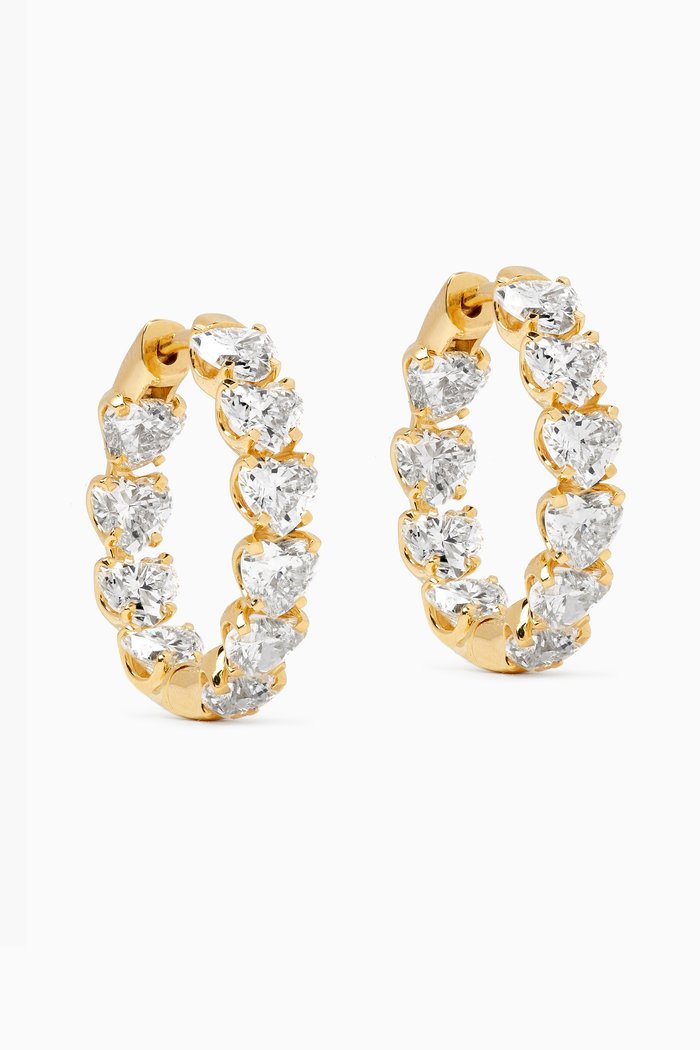

Heart Diamond Hoop Earrings in in 18kt Yellow Gold, White