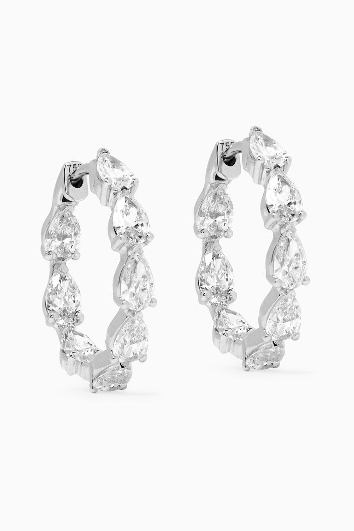 

Pear Diamond Hoop Earrings in 18kt White Gold