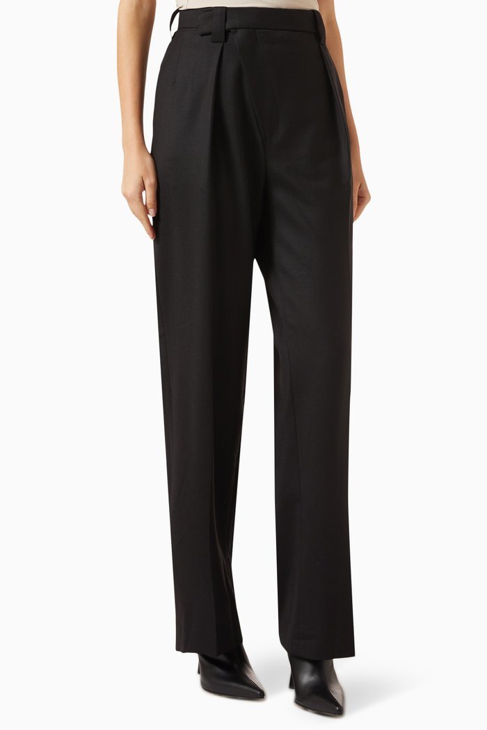 

Wrap-front Pants in Wool-blend, Black