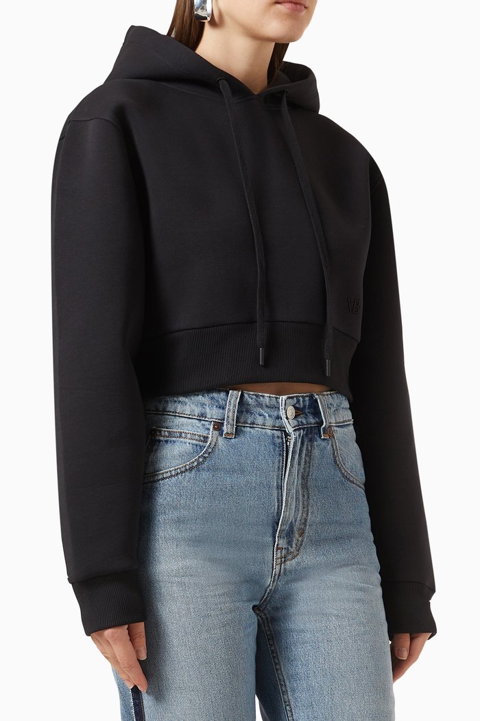 

Cropped Hoodie in Neoprene, Black