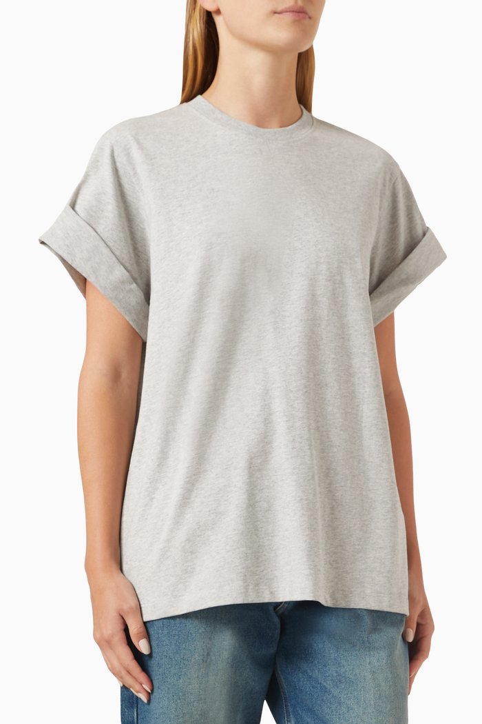 

Oversized Asymmetric-sleeve T-shirt in Organic-cotton, Grey