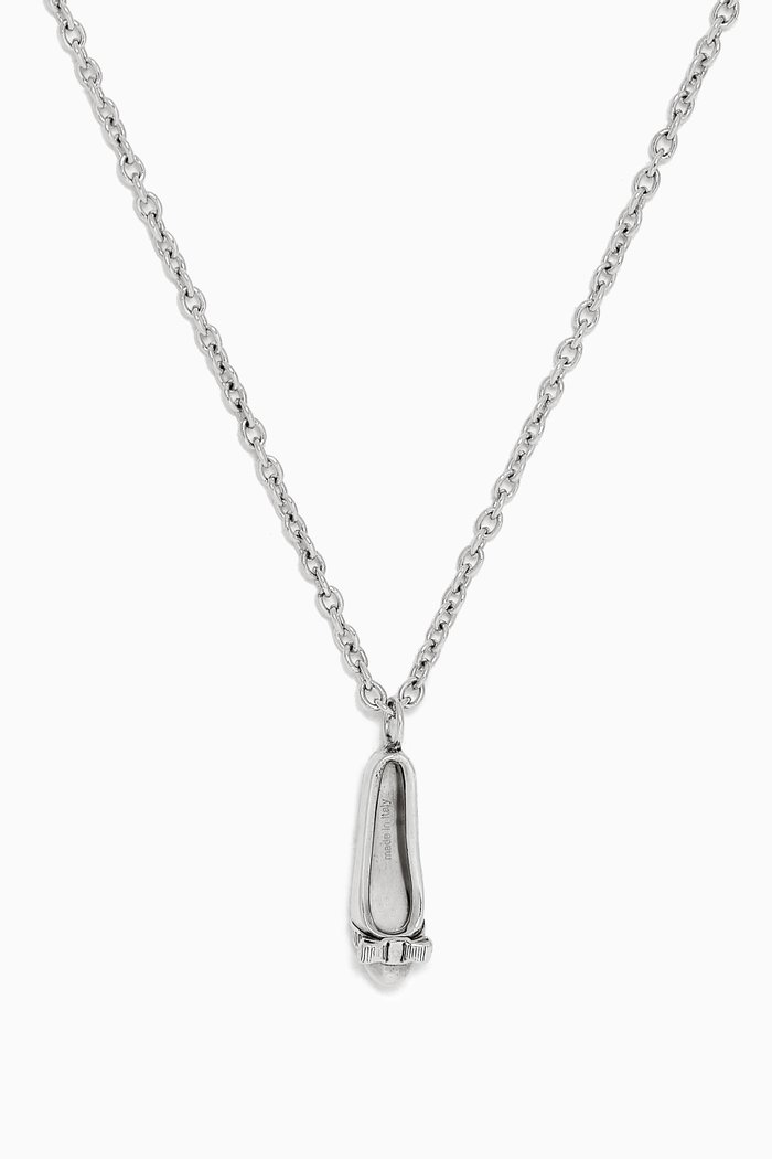 

19's Vintage Ferragamo Ballet-shoe Pendant Necklace, Silver