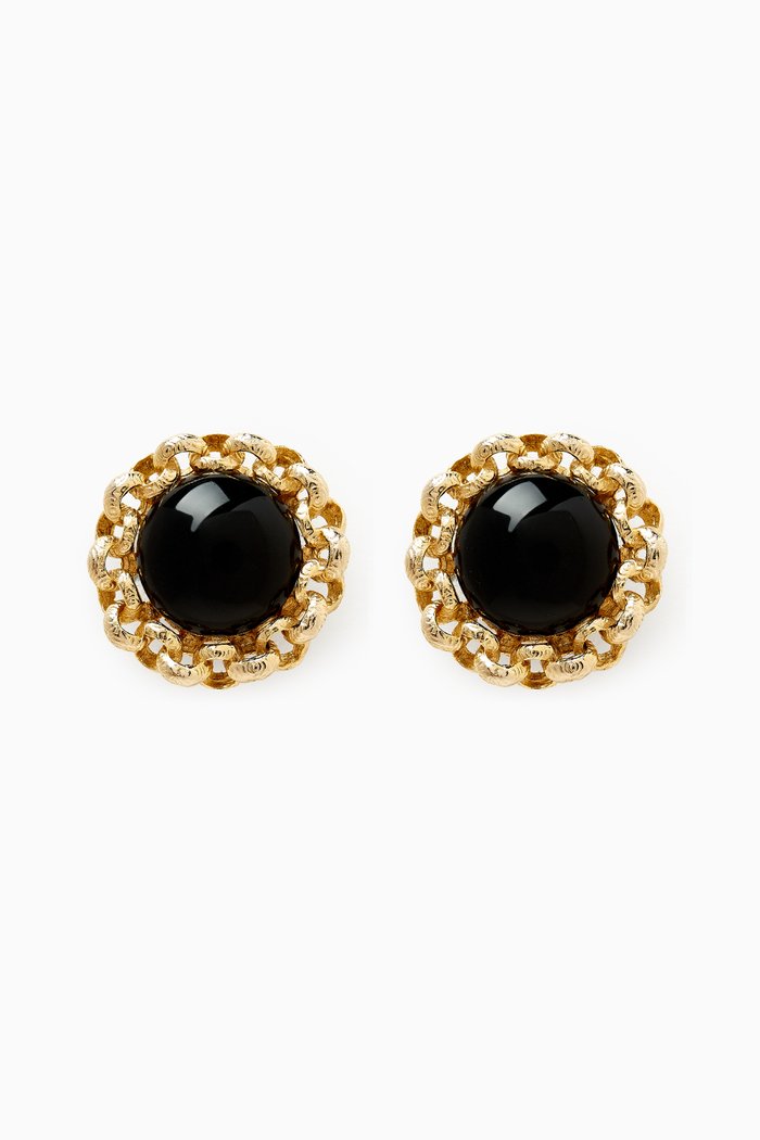 

Rediscovered 1980s Vintage Jet Clip-on Stud Earrings, Black