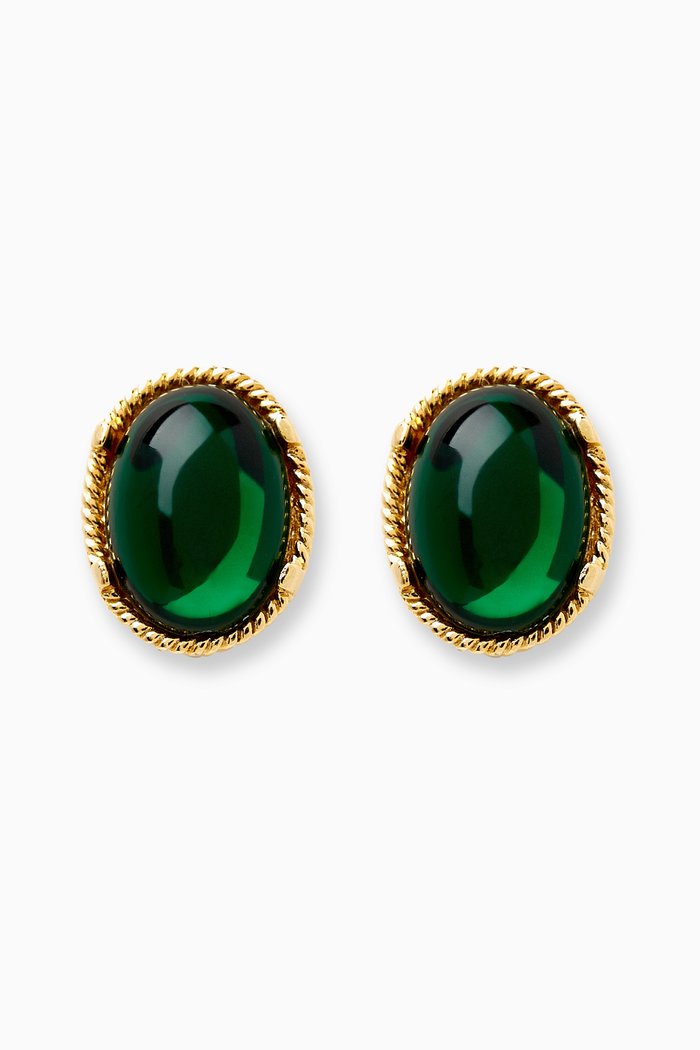 

Rediscovered 1980s Vintage Clip-on Stud Earrings, Green
